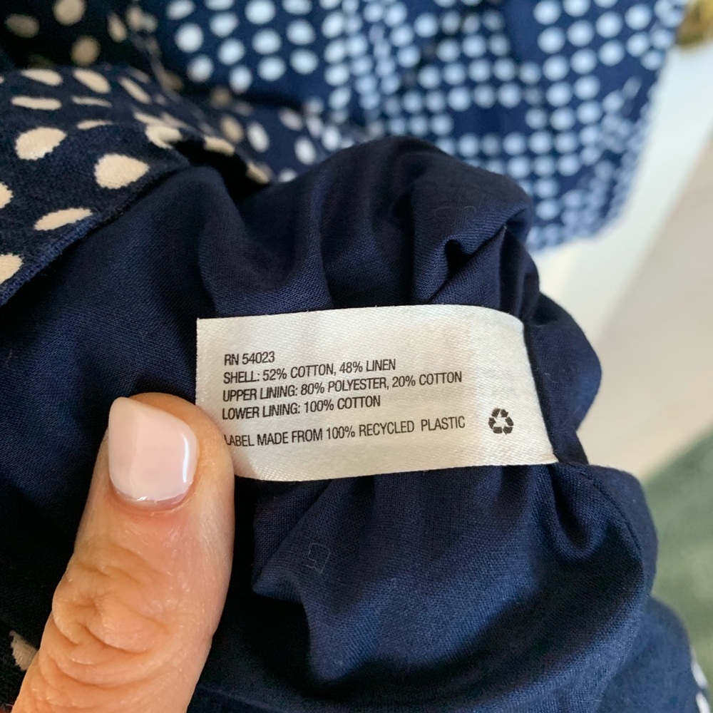 Navy Dot Pattern Strapless Dress - image 7